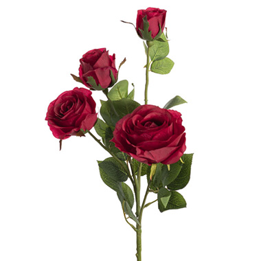  - Gardenia Rose Spray Dark Red (78cmH)
