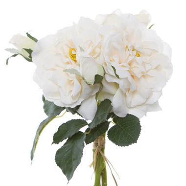 Artificial Rose Bouquets - Wild Rose Bouquet Cream (35cmH)