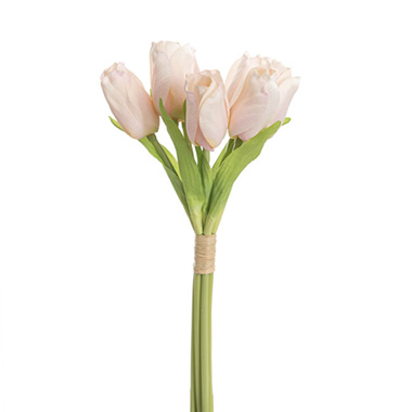 Artificial Tulip Bouquets - Dutch Tulip Bouquet x 7 Ice Pink (30cmH)