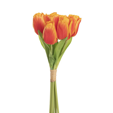 Artificial Tulip Bouquets - Dutch Tulip Bouquet x 7 Orange (30cmH)