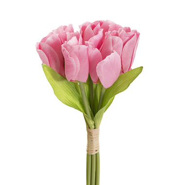 Artificial Tulip Bouquets - Dutch Tulip Bouquet x 7 Pink (30cmH)