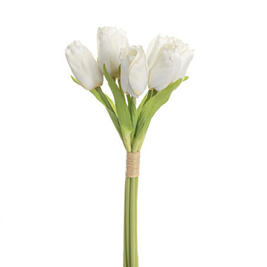 Dutch Tulip Bouquet x 7 White (30cmH)