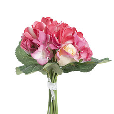 Other Artificial Bouquets - Frangipani Rose Bouquet Hot Pink (28cmH)