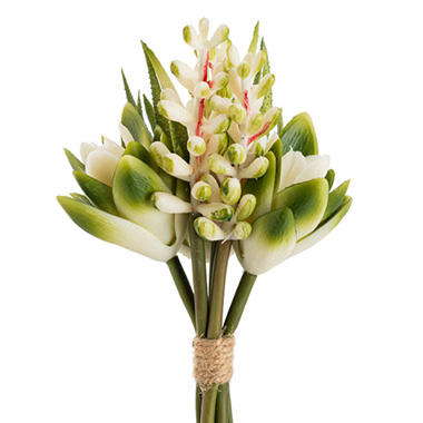 Artificial Succulents - Artificial Mixed Succulent Bouquet Green & White (24cmH)