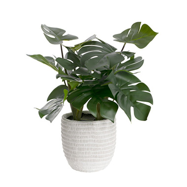 Artificial Indoor Plants - Real Touch Monstera Potted Plant Green (40cmH)