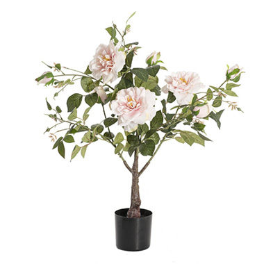 Artificial Trees - Artificial Rose Tree Potted Soft Pink (75cmH)