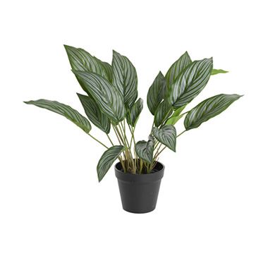 Artificial Indoor Plants - Artificial Hearty Leaf Potted Plant Green (42cmH)