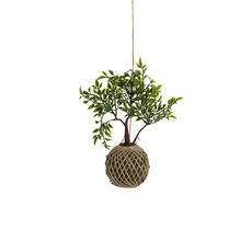Artificial Hanging Bamboo Kokedama Green (75cmH)