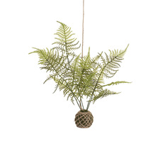 Artificial Plants - Artificial Hanging Fern Kokedama Green (75cmH)