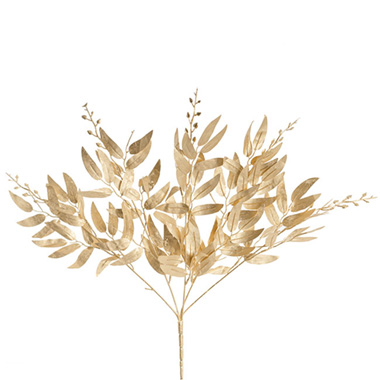 Artificial Metallic Leaves - Eucalyptus Willow Leaf Spray Metallic Gold (55cmH)
