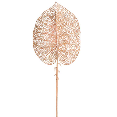 Artificial Metallic Leaves - Philo Leaf Stem Metallic Rose Gold (90cmH)