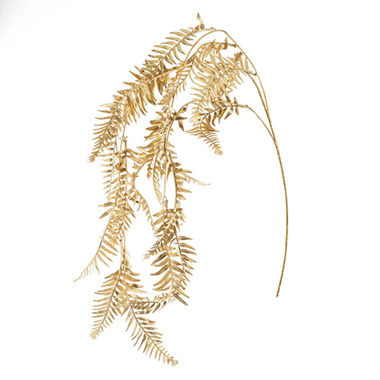 Artificial Metallic Leaves - Hanging Fern Spray Metallic Gold (100cmH)