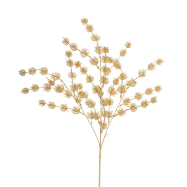 Artificial Metallic Leaves - Thistle Flower Spray Metallic Gold (89cmH)