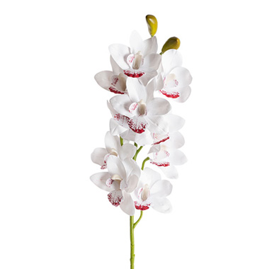  - Real Look Cymbidium Orchid Spray 10 Flowers White (93cmH)