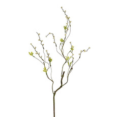 Artificial Branches - Branch w White Flower Bud & Leaves Brown (79cmH)