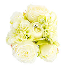 Dahlia & Cabbage Rose Bouquet Light Green (28cmH)