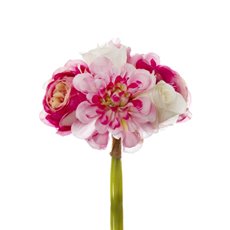 Other Artificial Bouquets - Dahlia & Cabbage Rose Bouquet Light Pink (28cmH)