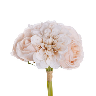 Other Artificial Bouquets - Dahlia & Cabbage Rose Bouquet Nude (28cmH)