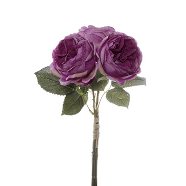 Artificial Rose Bouquets - English Garden Rose Bouquet Fuchsia (35cmH)