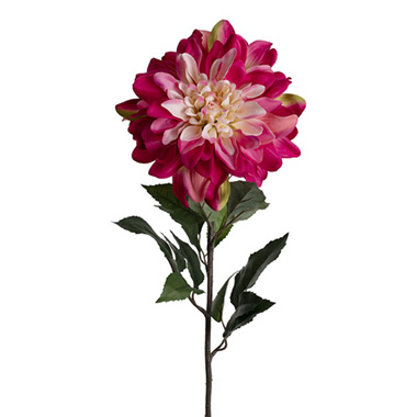Other Artificial Flowers - Dahlia Long Stem w Lge Flower Head Hot Pink (19cmDx80cmH)