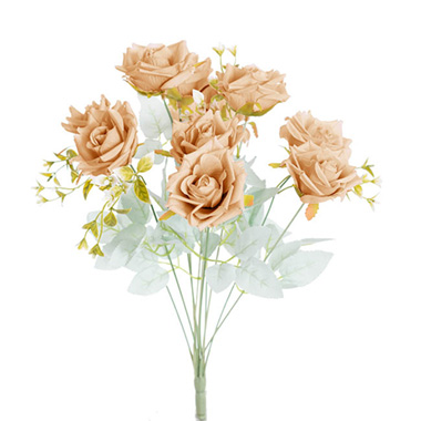 Artificial Rose Bouquets - Blooming Garden Rose 11 Head Bouquet Nude (8cmDx51cmH)