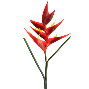 Artificial Tropical Flowers - Heliconia Flower Stem Dark Red (86cmH)