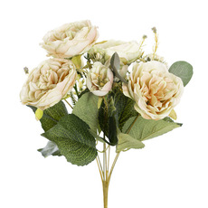 Artificial Rose Bouquets - English Rose 7 Head Bouquet Cream (38cmH)