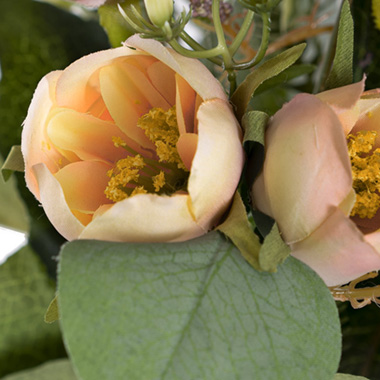 English Rose 7 Head Bouquet Soft Yellow (38cmH)