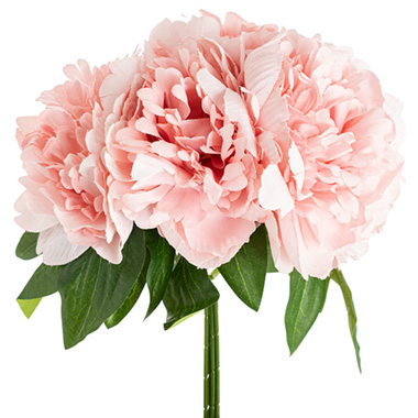Artificial Peony Bouquets - Peony Bouquet x 5 Flower Heads Soft Pink (32cmH)