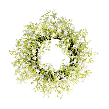 Artificial Wreaths - Babys Breath Wreath White (30cmD)