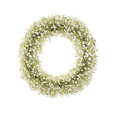 Artificial Wreaths - Babys Breath Wreath White (38cmD)