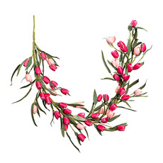 Artificial Garlands - Tulip & Eucalyptus Garland Mixed Pink (150cmL)