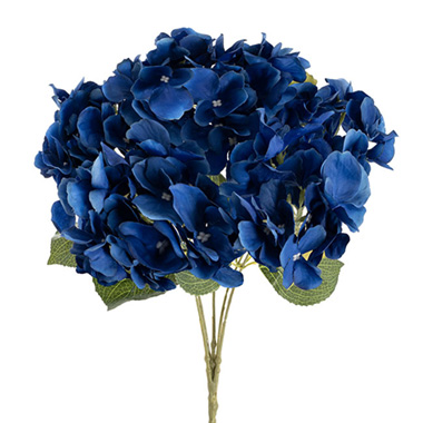 Artificial Hydrangeas - Hydrangea Spray x 5 Heads Deep Blue (49cmH)