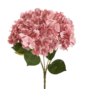 Artificial Hydrangeas - Hydrangea Spray x 5 Heads Dusty Pink (49cmH)
