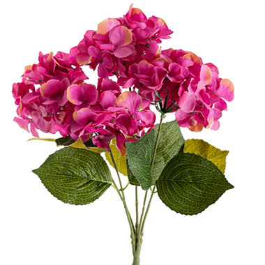 Gift AF - Artificial Hydrangeas - Hydrangea Spray x 5 Heads Hot Pink (49cmH)