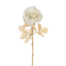 Artificial Roses - Enchanted Gold Leaf Rose Stem White (14cmDx73cmH)