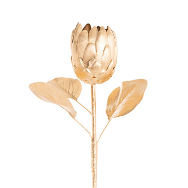 Native Protea Half Open Head Metallic Gold (58cmH)