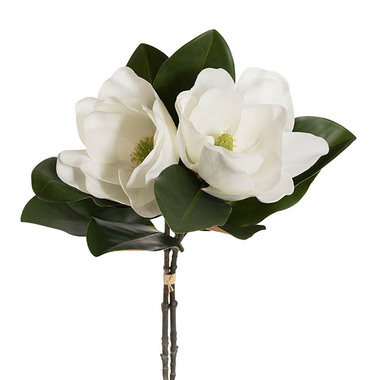 Artificial Magnolias - Real Touch Magnolia 2 Stem Bunch White (60cmH)