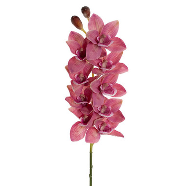 Artificial Orchids - Real Touch 9 Head Cymbidium Orchid Rouge Pink (76cmH)