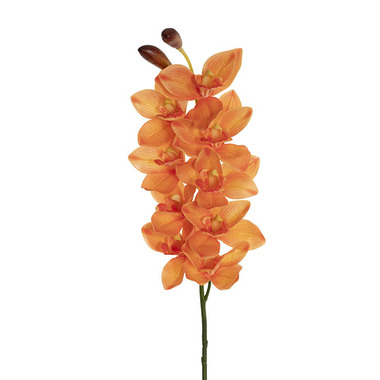 Artificial Orchids - Real Touch 9 Head Cymbidium Orchid Apricot (76cmH)
