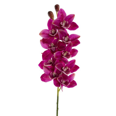 Artificial Orchids - Real Touch 9 Head Cymbidium Orchid Magenta (76cmH)