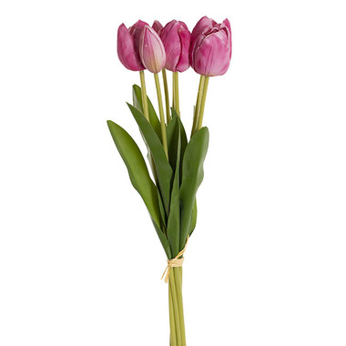 Artificial Tulip Bouquets - Real Touch 7 Head Tulip Bunch Fuchsia (49cmH)