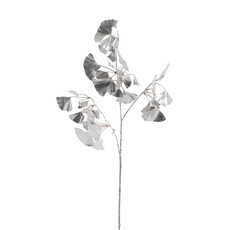 Artificial Metallic Leaves - Ginkgo Leaf Spray Metallic Silver (81cmH)