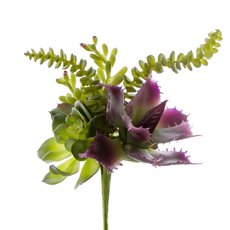  - Artificial Succulent Mixed Bunch x4 Green Purple (26cmH)