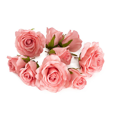Flower Heads - Rose Heads Loose Pack 9 Pink