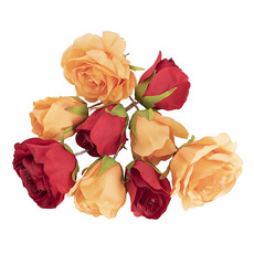 Flower Heads - Rose Heads Loose Pack 9 Mixed Red & Peach