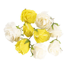 Flower Heads - Rose Heads Loose Pack 9 Mixed Yellow & Cream
