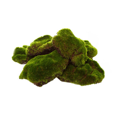 Artificial Moss Rocks Large Green (14cm) Pack 6
