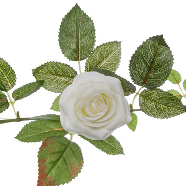 Rose Garland x9 Flowers White (140cm)