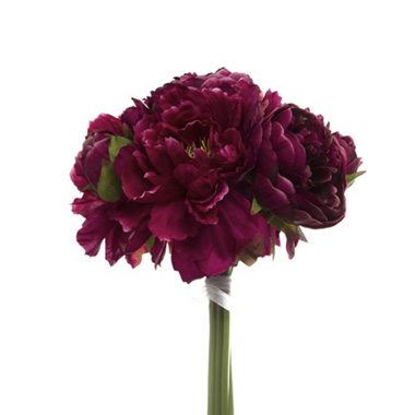 Artificial Peony Bouquets - Peony Bouquet Victoria x8 Burgundy (34cmH)